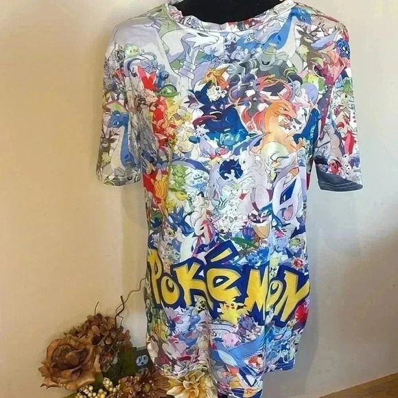 Pokémon Graphic Short Sleeve Tee Men’s Medium Fancyqube All Over Print - Picture 1 of 8
